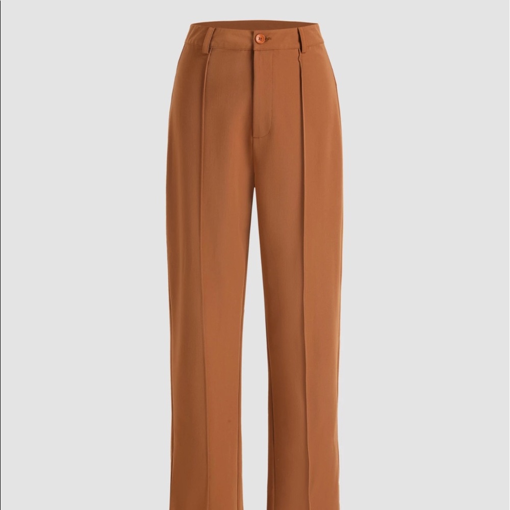 CIDER brown solid stitching pants